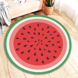 rugendary cute watermelon fruit rug cool and fresh home decor for kitchen kids room bathroom bedroom machine washable round area rug summer home decoration carpet (ultra soft quality, 4x4 ft.)