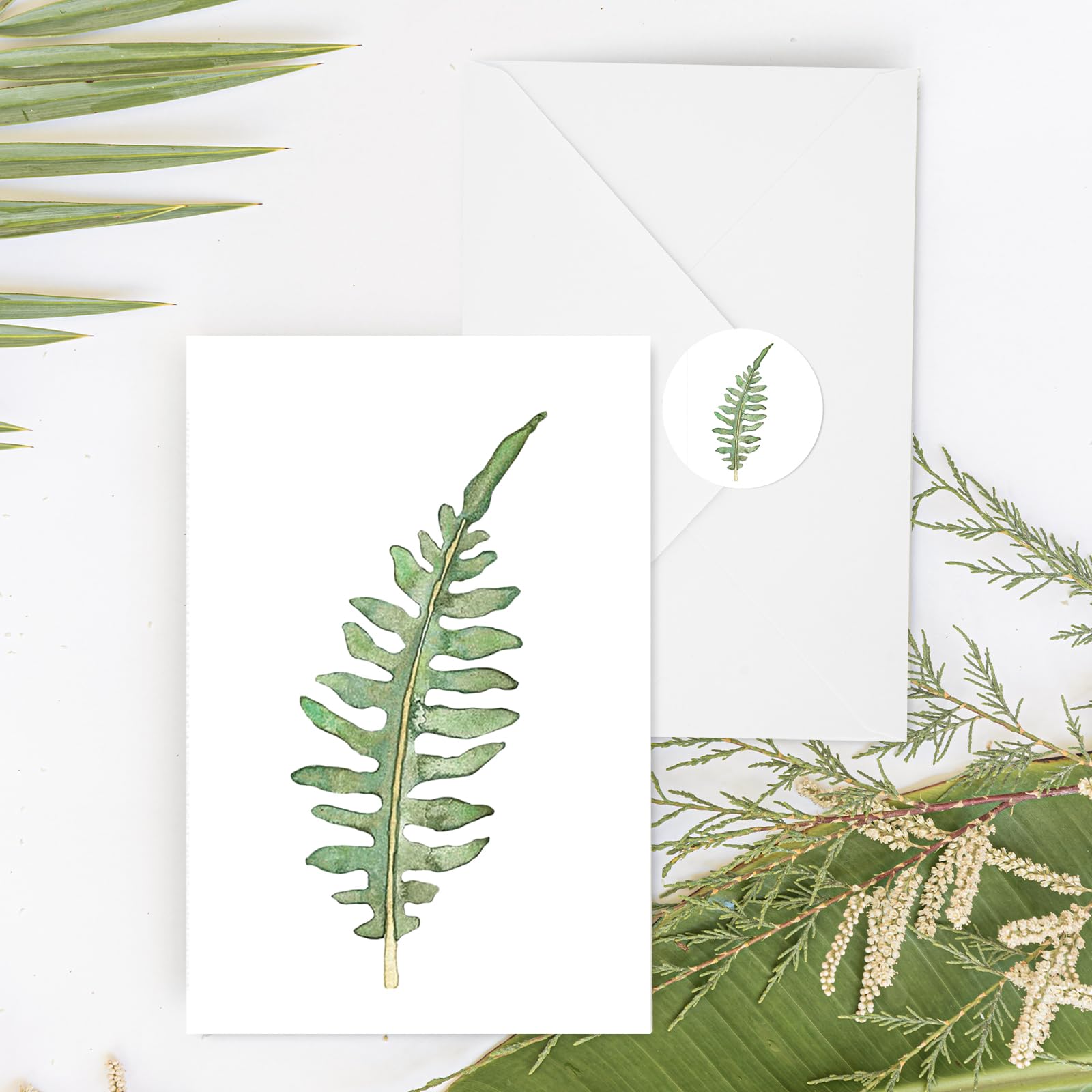 AnyDesign 36 Pack Greenery Greeting Cards Bulk Watercolor Botanical Note Cards with Envelopes Stickers Green Plant Thank You Blank Cards for Birthday Wedding Baby Shower Bridal Shower