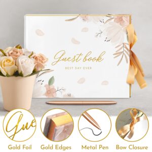 D&L Easy Buy Wedding Guest Book, 7x9 Wedding Reception Guest Book,100 Page Elegant Cream Design Guest Book, Baby Shower, Bridal Shower, Funeral Guest Book, Birthday Party, Vacation Homes