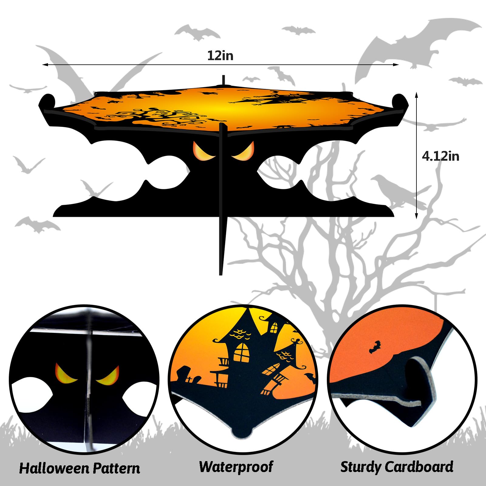 FRIDAY NIGHT 2Pcs Halloween Cupcake Stand 1-Tier Spider Web Cardboard Dessert Stand Holder Cake Serving Tray for Halloween Party Supplies Decoration