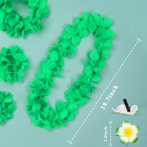 Waipfaru 5 Pcs Hawaiian Leis Set, Flower Leis for Luau Party Lays Necklace Hawaiian Accessories, Hawaiian Leis Luau Outfits for Women Adults Kids Party Favors Supplies Decorations (Green)