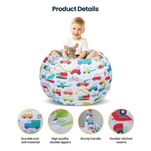 Bean Bag Chair for Kids Stuffed Animal Storage Beanbag Chairs,Toddler Toy Storage Organizer for Girls and Boys,32'' Cover（No Filling) Only