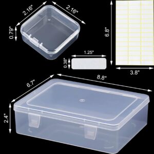 Bead Organizer Box, 30Pcs Small Clear Plastic Bead Storage Containers, 1 Craft Storage Box with Hinged Lid, 42 Labels, Mini Box for Jewelry Making DIY Bracelets Beading Nails Screws Seeds Small Parts