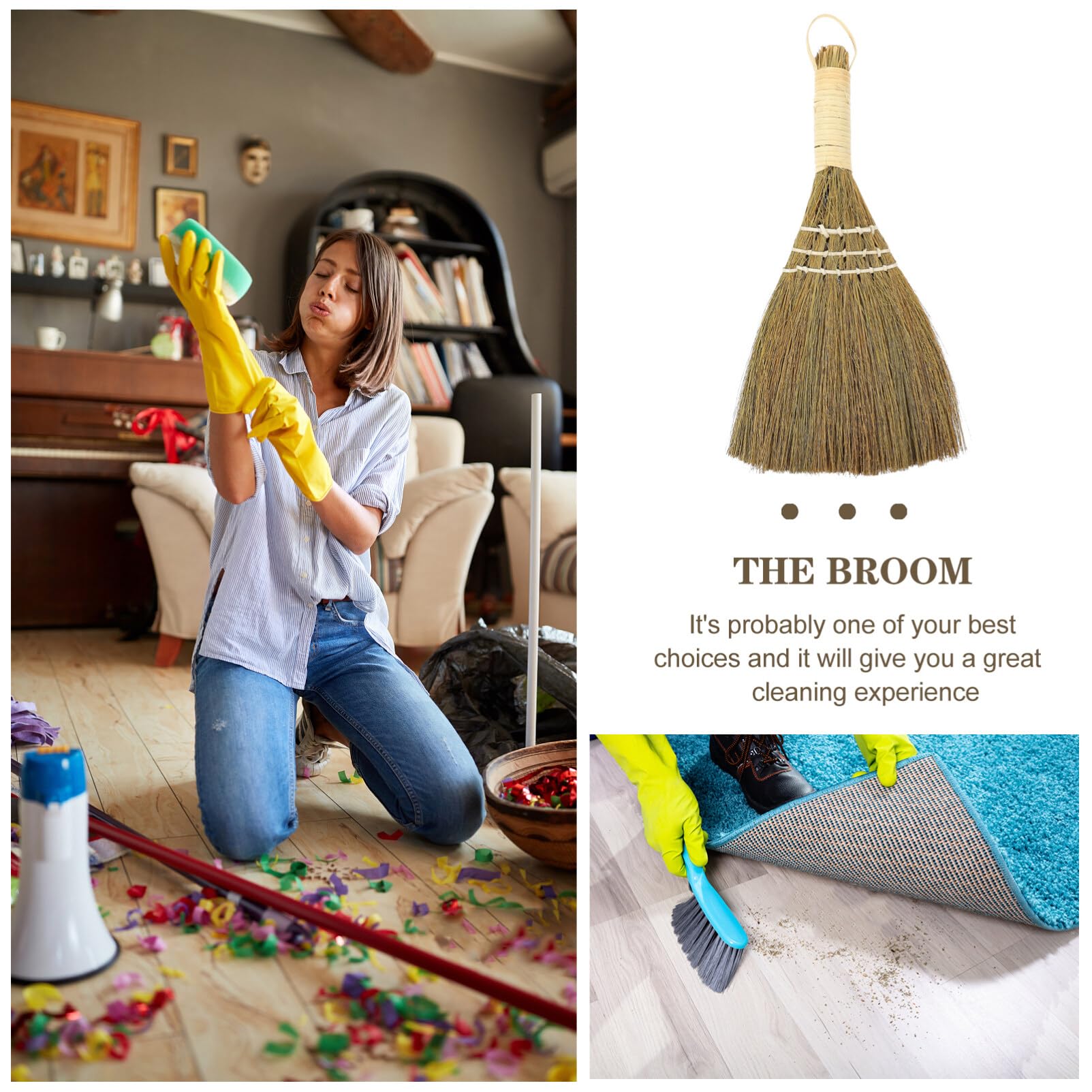 Mobestech 2pcs Kitchen Cleaning Broom Straw Braided Broom Small Natural Whisk Table Small Broom Mini Desk Broom Rustic Broom Table Top Desk Mini Brooms Kid Desk Mini Brush Wedding Miscanthus