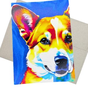 pembroke welsh corgi greeting card with envelope (5x7 inches, blank for all occasions) for birthday, get well, thank you, and pet sympathy wishes (corgi - 258)