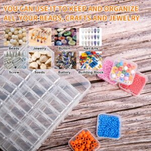 Bead Organizer Box, 30Pcs Small Clear Plastic Bead Storage Containers, 1 Craft Storage Box with Hinged Lid, 42 Labels, Mini Box for Jewelry Making DIY Bracelets Beading Nails Screws Seeds Small Parts