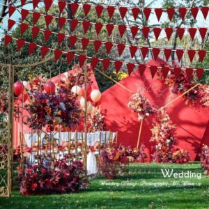 44ft Burgundy Party Decorations, Hanging Glitter Paper Triangle Flag DIY Banner Birthday Decorations for Women for Decor Bachelorette Engagement Wedding Birthday Baby Bridal Shower