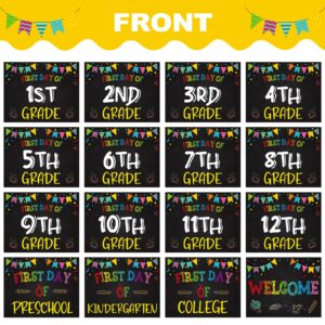 PETCEE First Day School Sign - 15 Grades First and Last Day of School Sign 8 x 10 for Kids Girls Boys Reusable Preschool Kindergarten to College Gifts