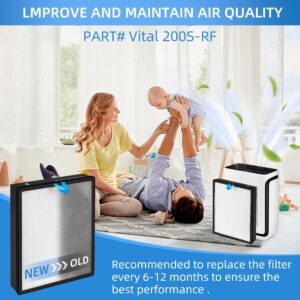 2 Pack Vital 200S HEPA Replacement Filter Compatible with LEVOIT Vital 200S Air Pur-ifier H13 Grade True HEPA, High-Efficiency Activated Carbon Filter Replace Part # Vital 200S-RF