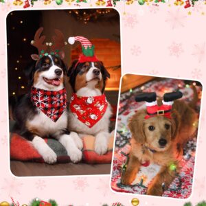 Sadnyy 18 Pcs Pet Costume Accessories Christmas Dog Bandanas Dog Christmas Scarf Adjustable Christmas Dog Headbands Pet Xmas Reindeer Antlers Headbands for Dogs Costume Decor