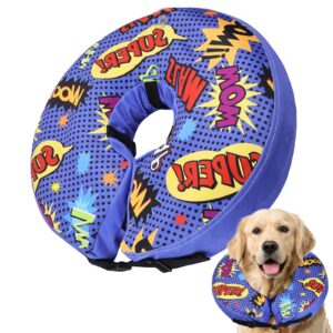 crazy felix inflatable dog cone for large medium small dogs soft cone for dogs after surgery to stop licking and scratching donut dog recovery collar with pattern elizabethan collar for dogs(blue,m)