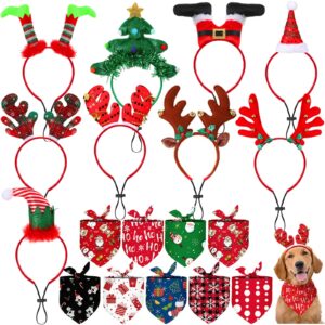 sadnyy 18 pcs pet costume accessories christmas dog bandanas dog christmas scarf adjustable christmas dog headbands pet xmas reindeer antlers headbands for dogs costume decor