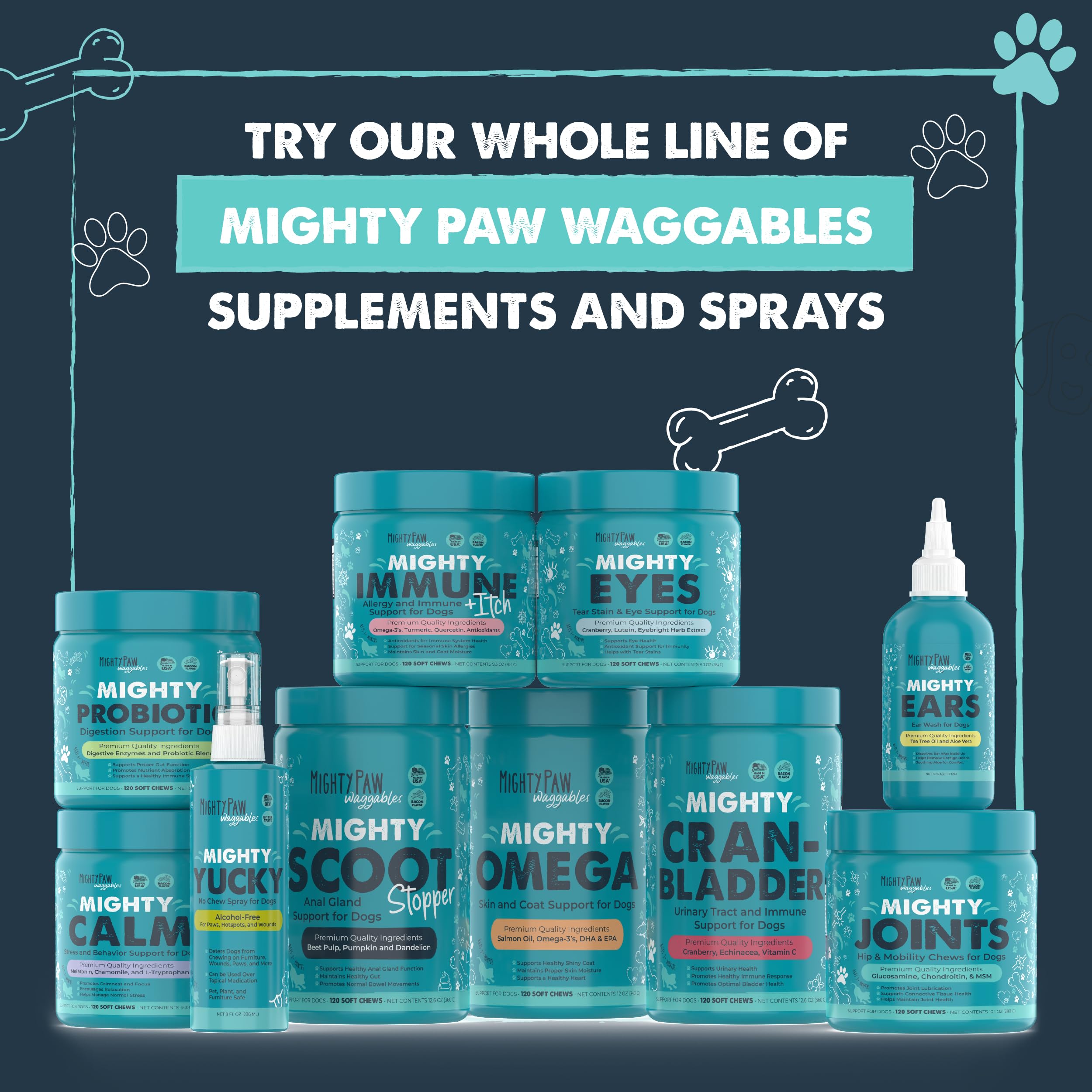 Mighty Paw Waggables Mighty Scoot (Made in USA) | Dog Digestive Support Anal Gland Chews. Dog Anal Gland Scoot for Dogs. Beet Pulp & Pumpkin Dog Fiber Supplements. Pet Bowel Gut Health (120 Count)