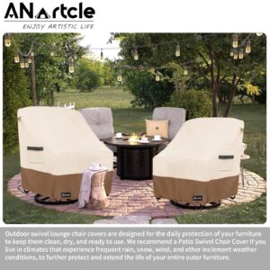 ANartcle Outdoor Swivel Rocker Chair Cover 2 Pack,Patio Swivel Chair Covers for Outdoor Furniture(28W x 33D x 38.5H Inch),Rocking Chair Covers Waterproof,Beige&Brown.