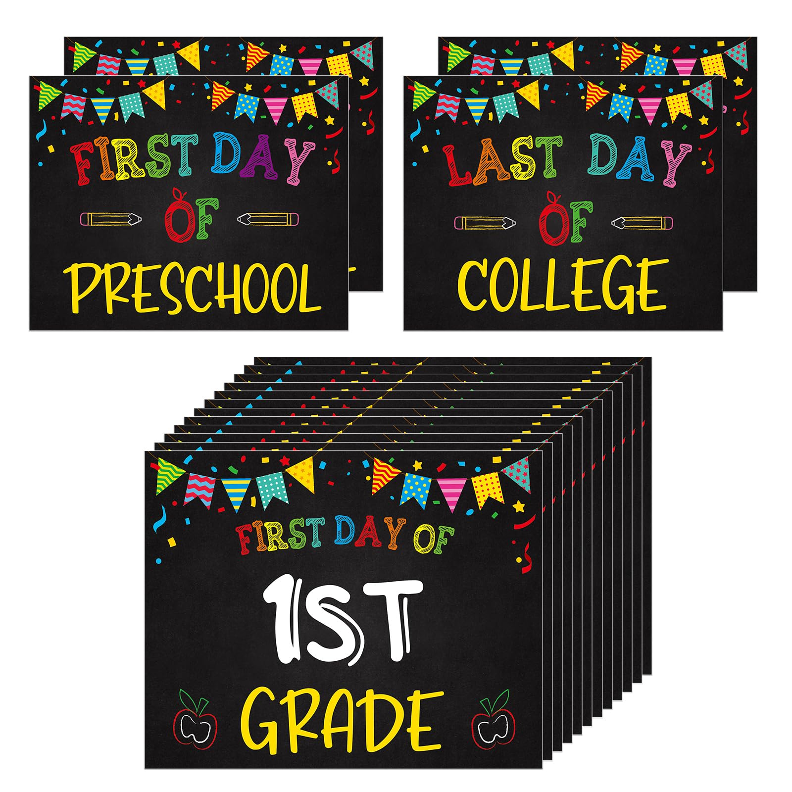 PETCEE First Day School Sign - 15 Grades First and Last Day of School Sign 8 x 10 for Kids Girls Boys Reusable Preschool Kindergarten to College Gifts