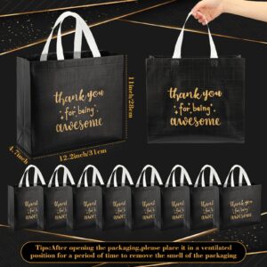 Sanwuta 12 Pcs Chrismas Employee Appreciation Gift Bag 12.2 x 4.7 x 11 Inch Glossy Thank You for Being Awesome Gift Bag for Women Coworker Staff Volunteer Team Gifts(Black)