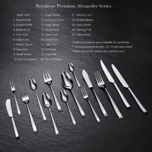 Royalrose 20-Piece Alexander Fine Silverware Set, Service for 4, 18/10 Stainless Steel, Well Made, Dishwasher Safe, Heavy Duty Flatware Set