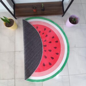 Rugendary Cute Watermelon Fruit Rug Cool and Fresh Home Decor for Kitchen Kids Room Bathroom Bedroom Machine Washable Round Area Rug Summer Home Decoration Carpet (Ultra Soft Quality, 4x4 ft.)