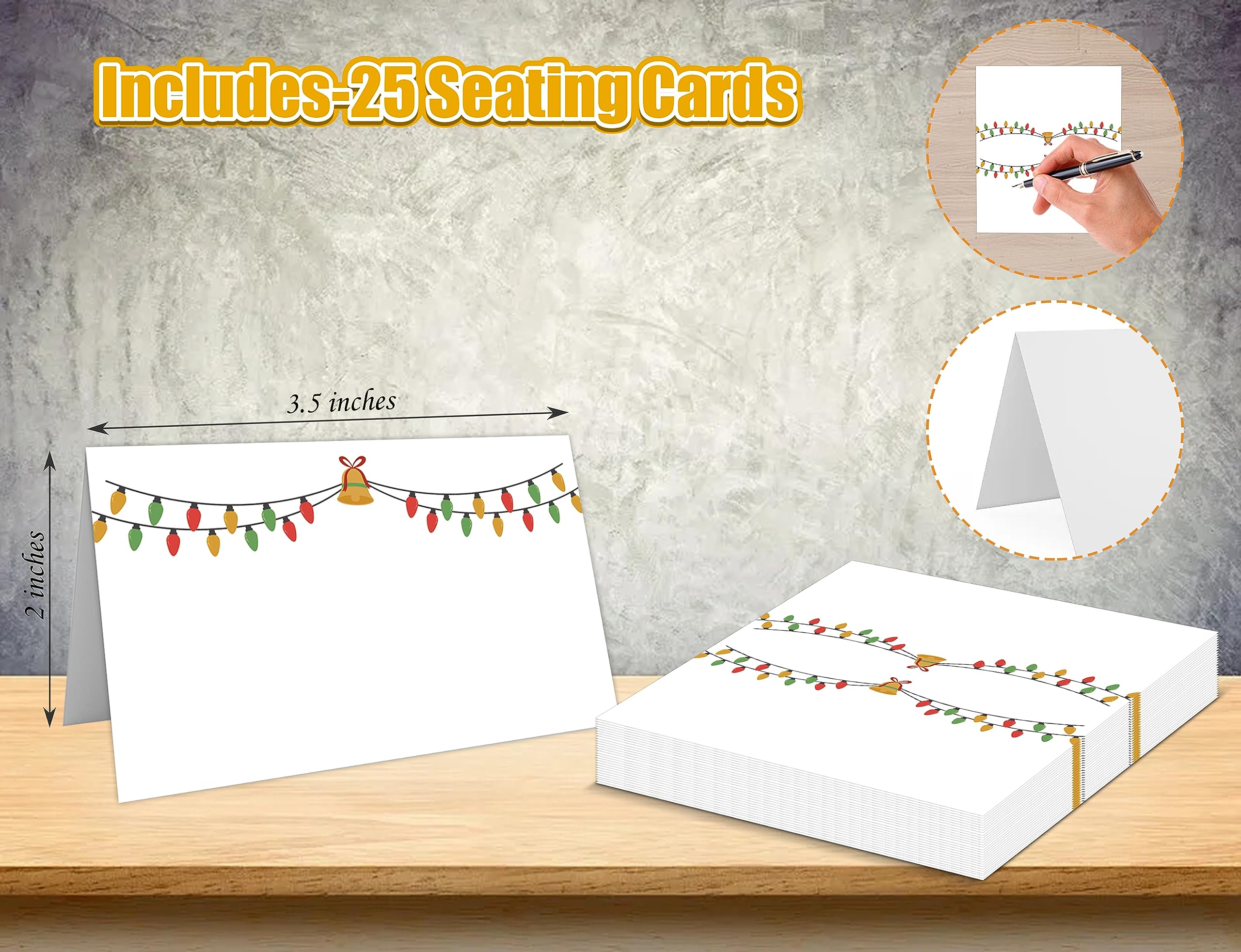 Christmas Party Seating Cards,Name Place Cards for Table Setting,Food Labels for Party Buffet,Place Cards for Weddings,Reserved Seating Signs,Tent Cards,Party Supplies,Set of 25 Seat Cards-Z5