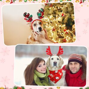 Sadnyy 18 Pcs Pet Costume Accessories Christmas Dog Bandanas Dog Christmas Scarf Adjustable Christmas Dog Headbands Pet Xmas Reindeer Antlers Headbands for Dogs Costume Decor