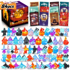 84 pcs halloween pop fidget toys pack,halloween party favors supplies for kids 4-8 8-12,relieves stress anxiety toys pop keychain bulk,classroom rewards