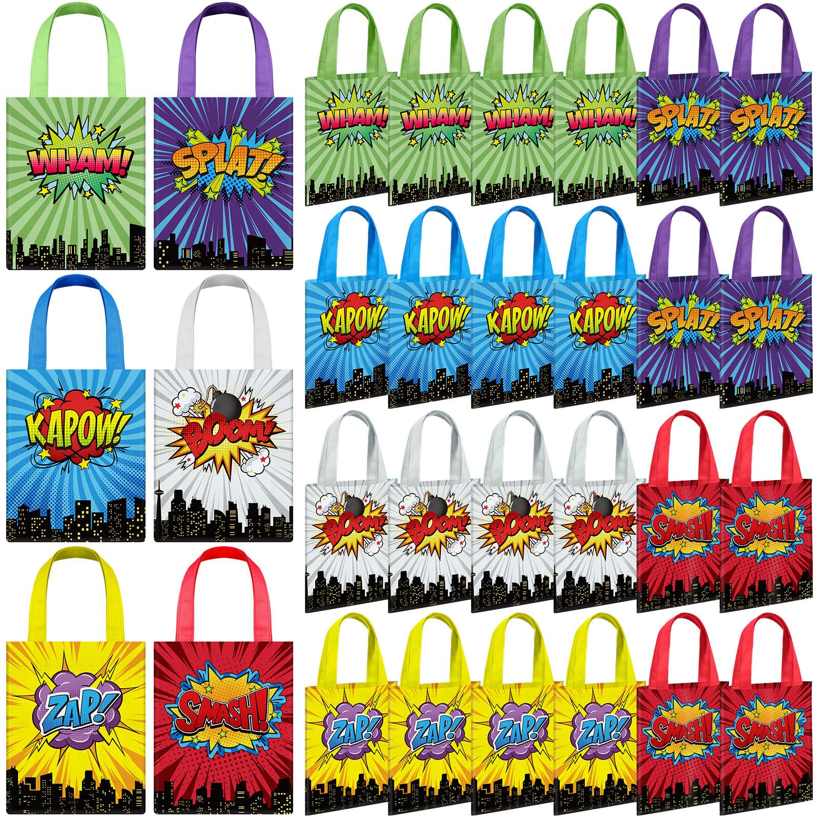 Photect 24 Pieces Hero Party Favor Bags Hero Birthday Decorations Heroes Non-Woven Gift Bags Hero Theme Treat Gift Bag Tote Bag for Hero Themed Party Supplies Baby Shower Goodie Bag