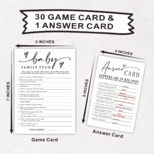 30 Baby Shower Feud Game - 5"X7" Minimalism Double-Sided Fill In Style Game Cards - Gender Reveal Party & Activity - Baby Shower Party Favors And Decorations (Pack Of 30 & 1Answer Card)-A06