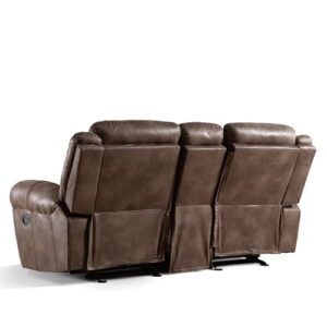 24/7 Shop at Home Amos Oversized Nursery Glider Recliner Chairs for Adults, Manual Comfy Reading Couch, Overstuffed Reclining Loveseat Sofa, Adjustable Comfy Theater Seating, for Living Room, Brown