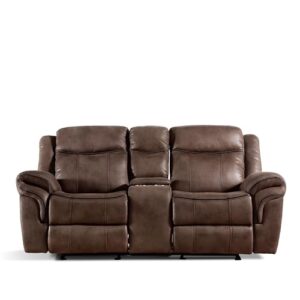 24/7 Shop at Home Amos Oversized Nursery Glider Recliner Chairs for Adults, Manual Comfy Reading Couch, Overstuffed Reclining Loveseat Sofa, Adjustable Comfy Theater Seating, for Living Room, Brown