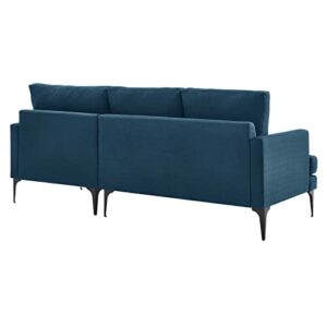 Modway Evermore Right-Facing Metal and Fabric Sectional Sofa in Azure Blue