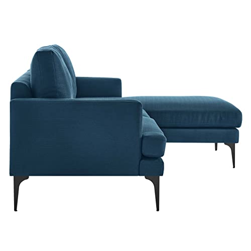 Modway Evermore Right-Facing Metal and Fabric Sectional Sofa in Azure Blue