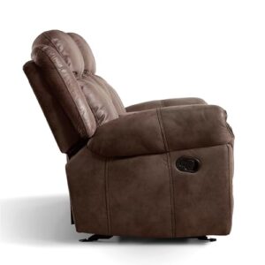 24/7 Shop at Home Amos Oversized Nursery Glider Recliner Chairs for Adults, Manual Comfy Reading Couch, Overstuffed Reclining Loveseat Sofa, Adjustable Comfy Theater Seating, for Living Room, Brown