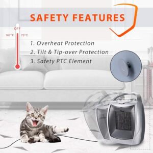 Portable Small Electric Space Heater with Thermostat,1500W/750W Ceramic MIni Heater for Indoor Use,Fast Heating,Desk Heater Fan with 3 Heat Settings,Built-in Overheat & Tip-Over Protection (Silver)