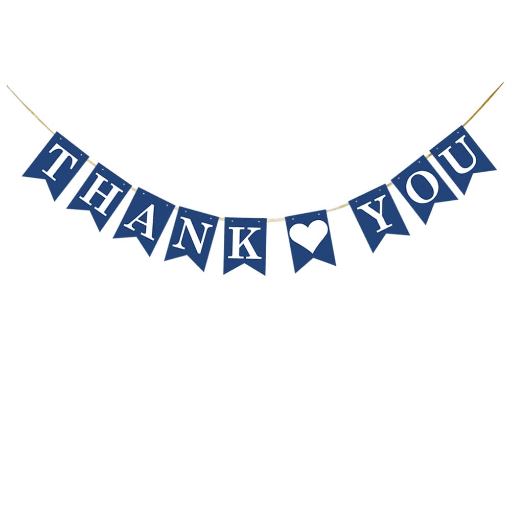 KUNGOON Thank You Banner,Premium Blue Wedding Bridal Shower,Thanksgiving Day Party Decorations,Engagement/Wedding Anniversary Party Decoration.