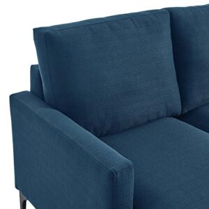 Modway Evermore Right-Facing Metal and Fabric Sectional Sofa in Azure Blue