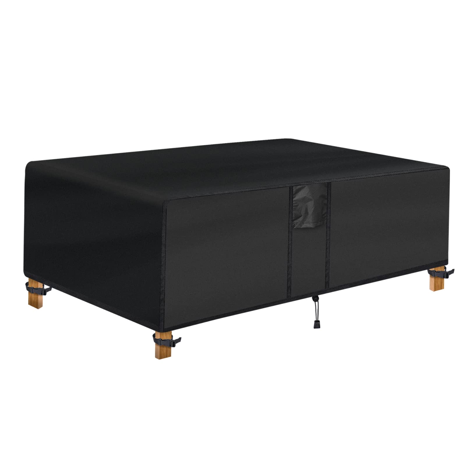 SUPERHOLD Outdoor Coffee Table Cover - Waterproof Rectangular Patio Coffee Table Cover (48L x 26W x 18H inches, Black) Outdoor Small Side Table Cover Patio Furniture Covers for Outdoor Furniture