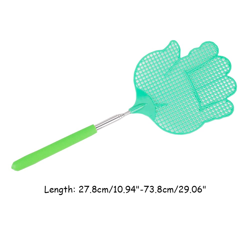 3 Pack Extendable Fly Swatter Stainless Steel Hand Fly Swatters with Rubber Handle (Green, Pink, Blue)