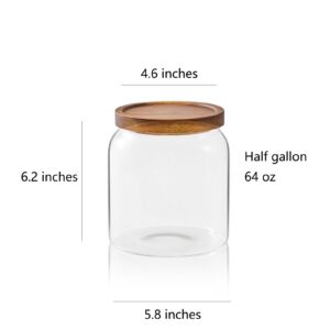 Sweejar Glass Jars for Laundry Room Organization, Half-Gallon Laundry Pods Container, Glass Food Storage Jars with Airtight Lid, 1 Pack, Press Lid