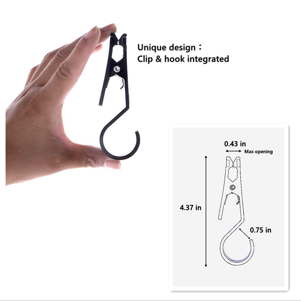 8 Pcs Hooks Clip Super Strong Black Plastic Clips Laundry Hooks Clothes Pins Heavy Duty Hangers with Clips for Home,Travel,Outdoor Camping Tent