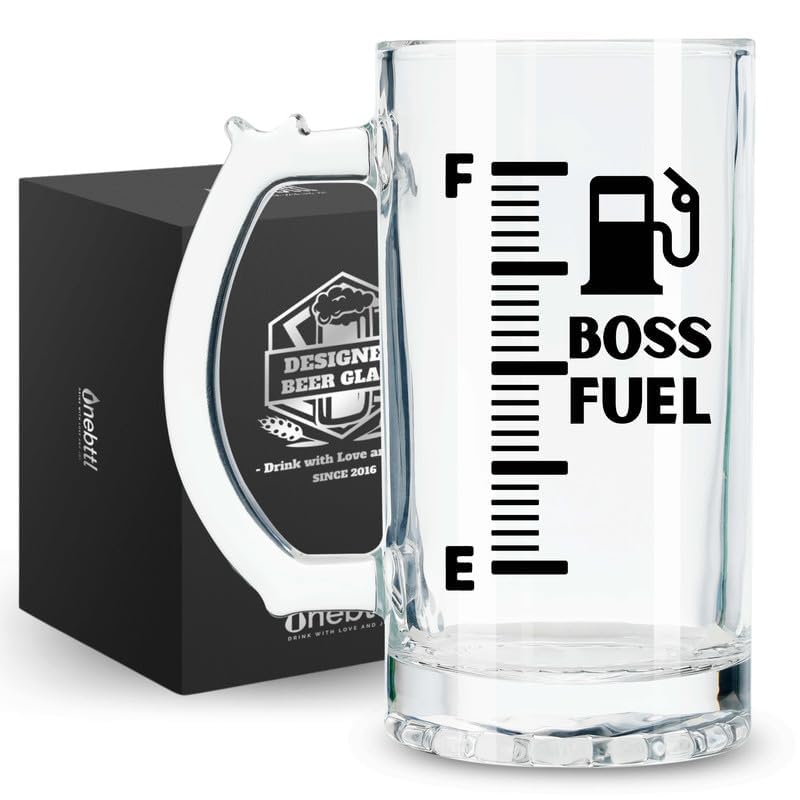 Onebttl Boss Gifts for Men Beer Lovers - 17 oz Heavy Beer Stein Mug with Handle for Boss as Birthday Christmas Gift - BOSS FUEL