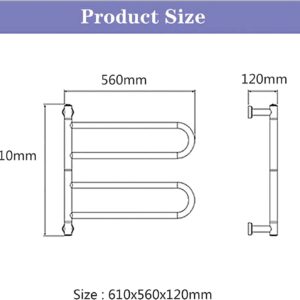 Pivoting Electric Towel Warmer, Wall Mounted Towel Warmer, with 2 Folding Arms, 304 Stainless Steel Towel Warmer, Energy Efficient