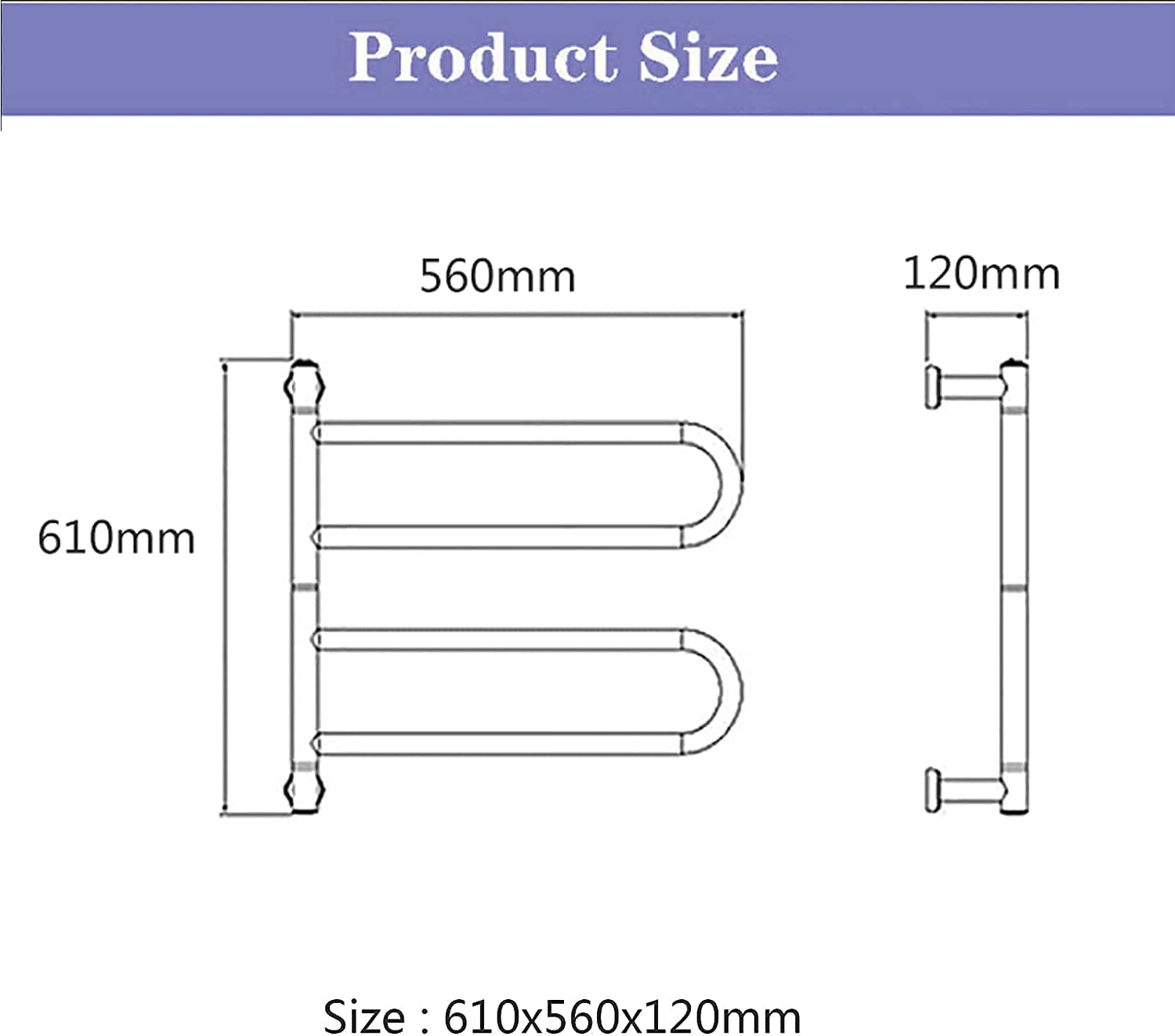 Pivoting Electric Towel Warmer, Wall Mounted Towel Warmer, with 2 Folding Arms, 304 Stainless Steel Towel Warmer, Energy Efficient