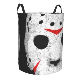 Horror Skull Print Laundry Basket Waterproof Large Laundry Hamper With Handles Round Organizer Basket Dirty Clothes Hamper