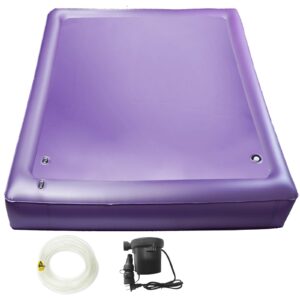 free flow full wave water bed mattress - pvc square purple softside water bed, comfortable and foldable water mattress set for the elderly, children and adults (twin, 39x75x7.9inch)