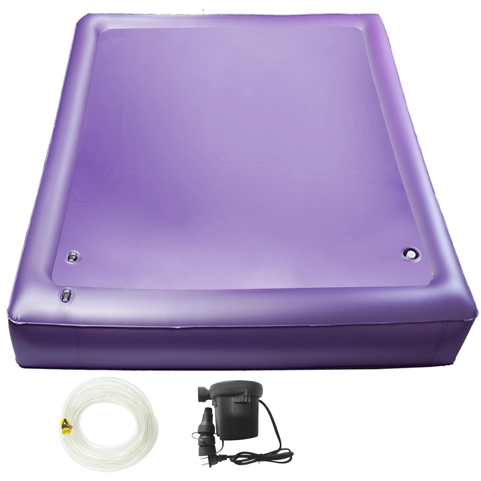 Free Flow Full Wave Water Bed Mattress - PVC Square Purple Softside Water Bed, Comfortable and Foldable Water Mattress Set for The Elderly, Children and Adults (Twin, 39x75x7.9inch)