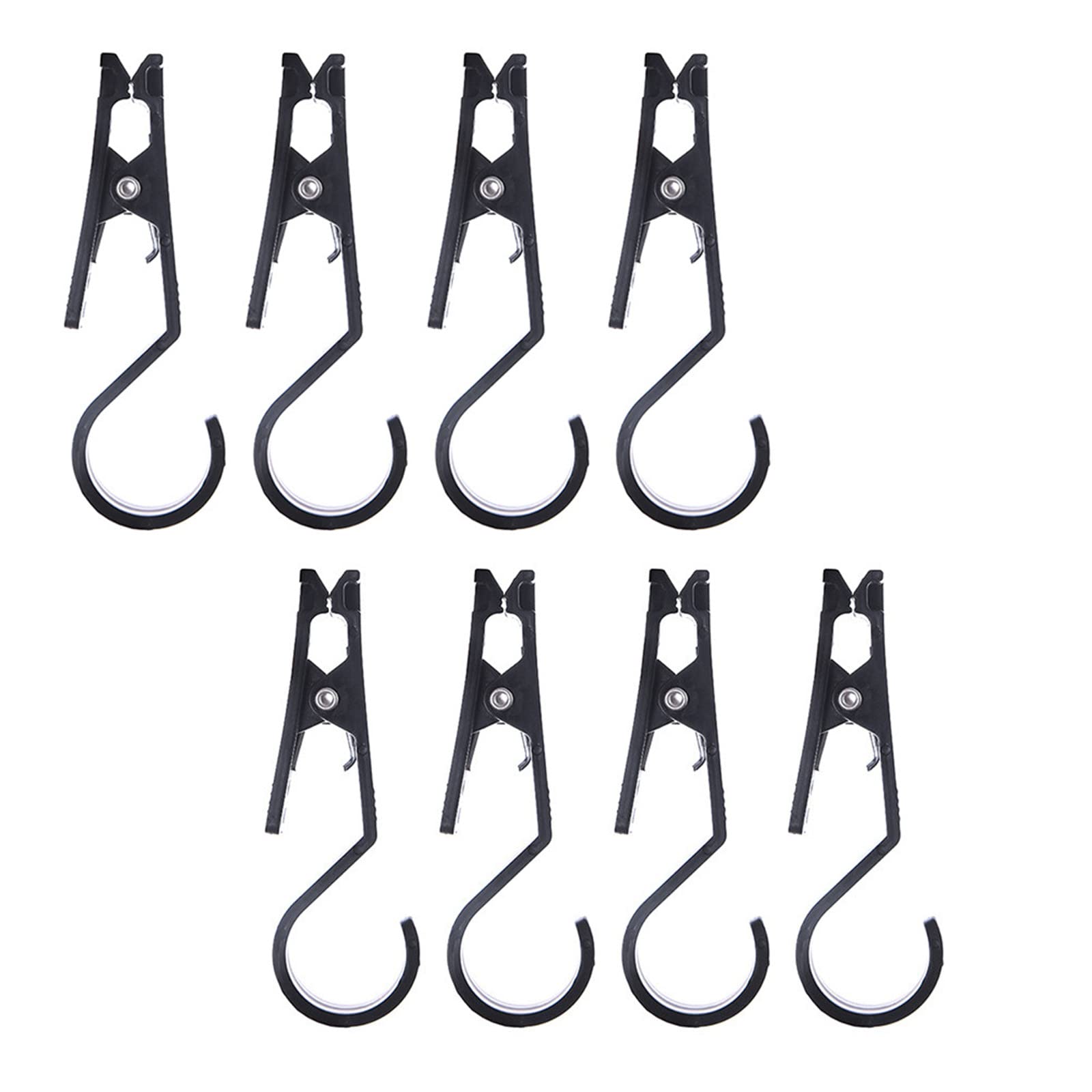 8 Pcs Hooks Clip Super Strong Black Plastic Clips Laundry Hooks Clothes Pins Heavy Duty Hangers with Clips for Home,Travel,Outdoor Camping Tent