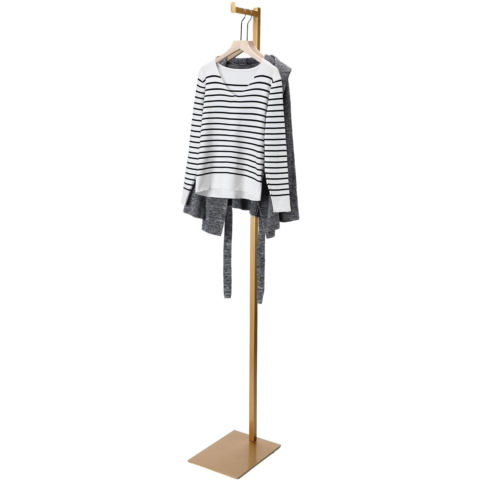 Sintuff Adjustable Cloth Display Stand Adjustable 48-72 Garment Display Single Metal Cloth Display Single Rack Display Single Costumer Shirt Display Costumer for Thrift Shop Retail Store (Gold)