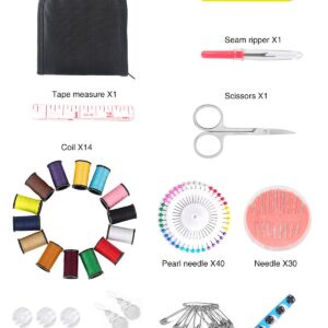 JANREAY Sewing Kit with 94 Sewing Accessories, Sewing Kit Travel Sewing Accessories for Beginners, Yarn Rolls, Sewing Needles, Yarn, Thimble, Tape Measure etc