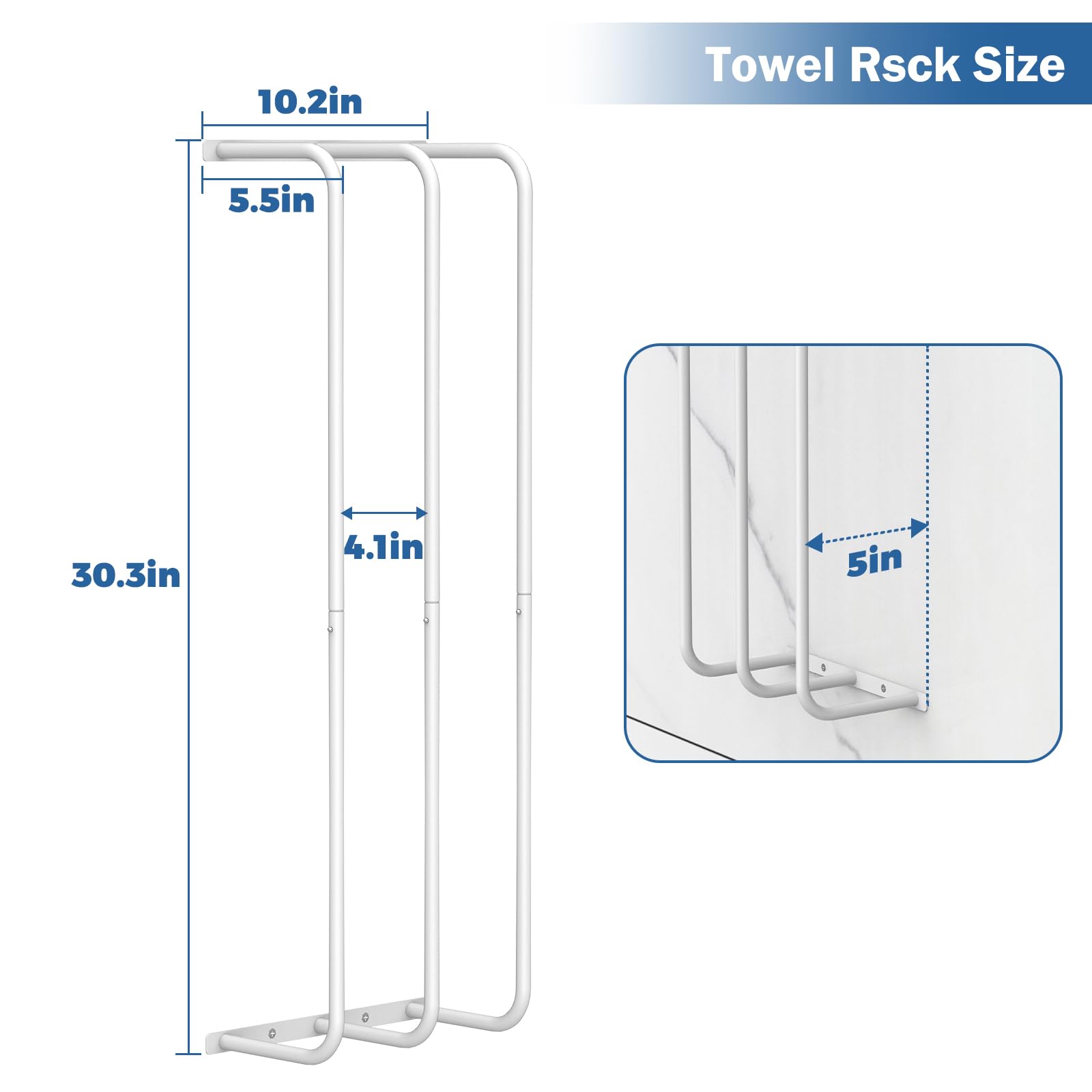 Fogein Towel Rack for Bathroom,3 Bar Towel Rack Wall Mounted,Wall Towel Rack for Rolled Towels Can Holds Up 6 Large Bath Towels,Wall Towel Holder for Small Bathroom,Spa,Sauna(White)