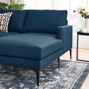 Modway Evermore Right-Facing Metal and Fabric Sectional Sofa in Azure Blue